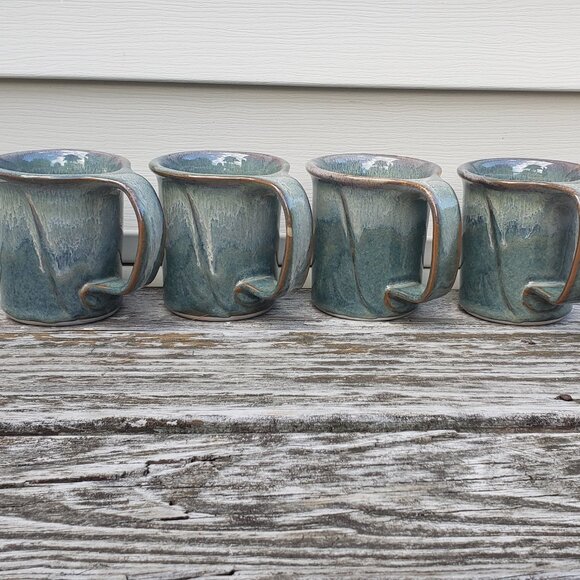 4 Signed Studio Pottery Mugs - Picture 1 of 5